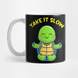 Take it slow cute turtle yoga pose Mug